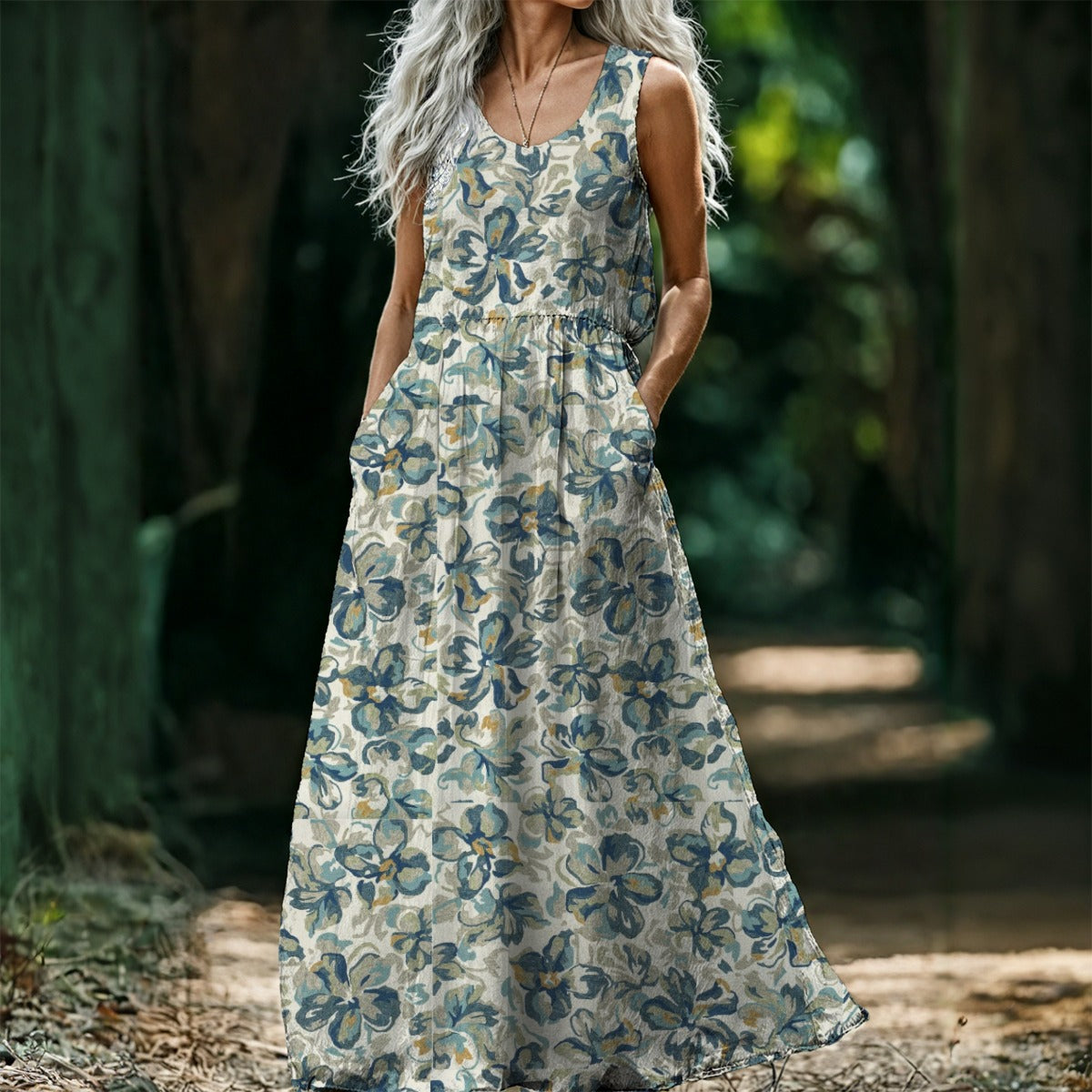 All-Over Print Women’s Sleeveless Maxi Dress