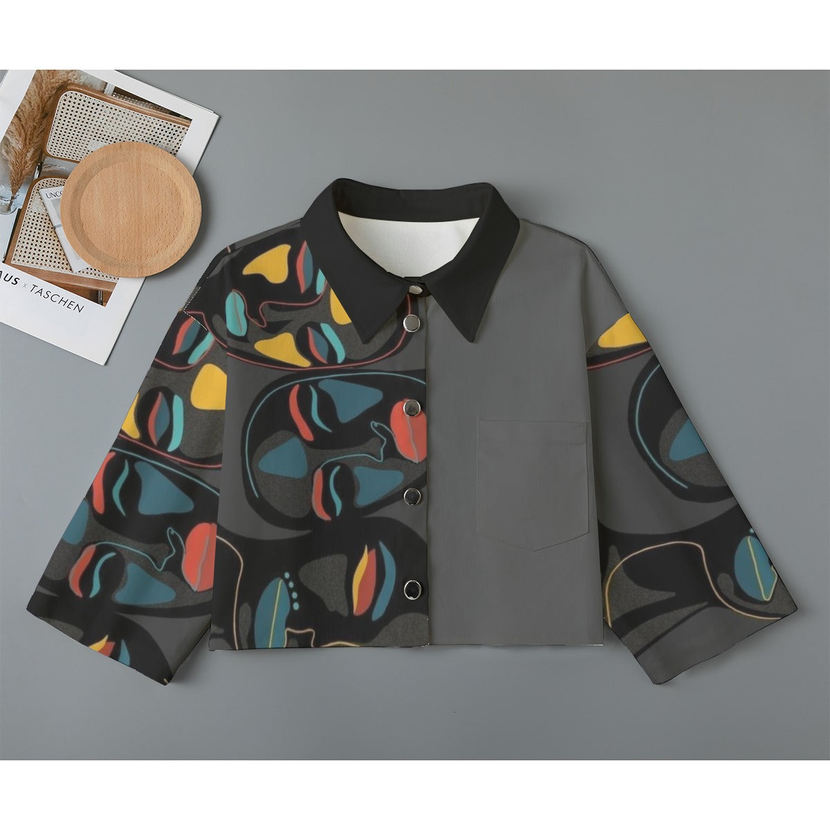 All-Over Print Women's Cropped Jacket | 245GSM Cotton