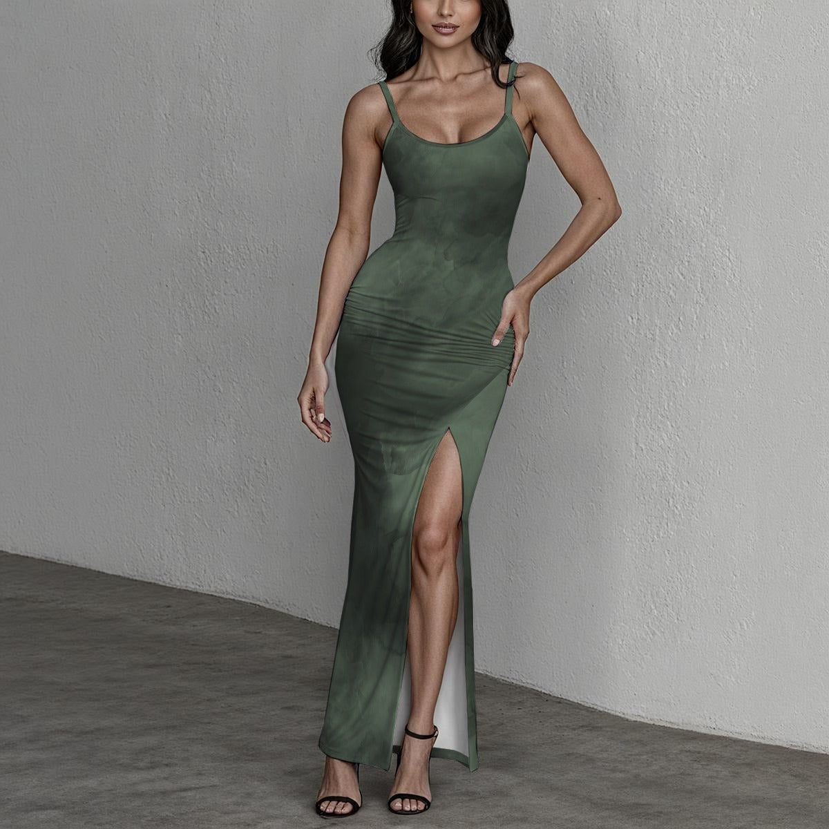 All-Over Print Women's Long Dress with Slit