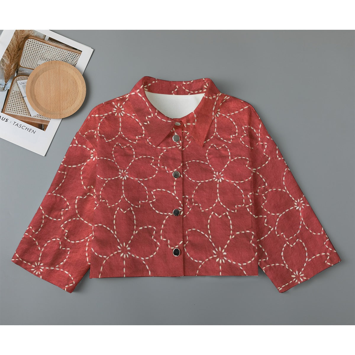 All-Over Print Women's Cropped Jacket | 245GSM Cotton
