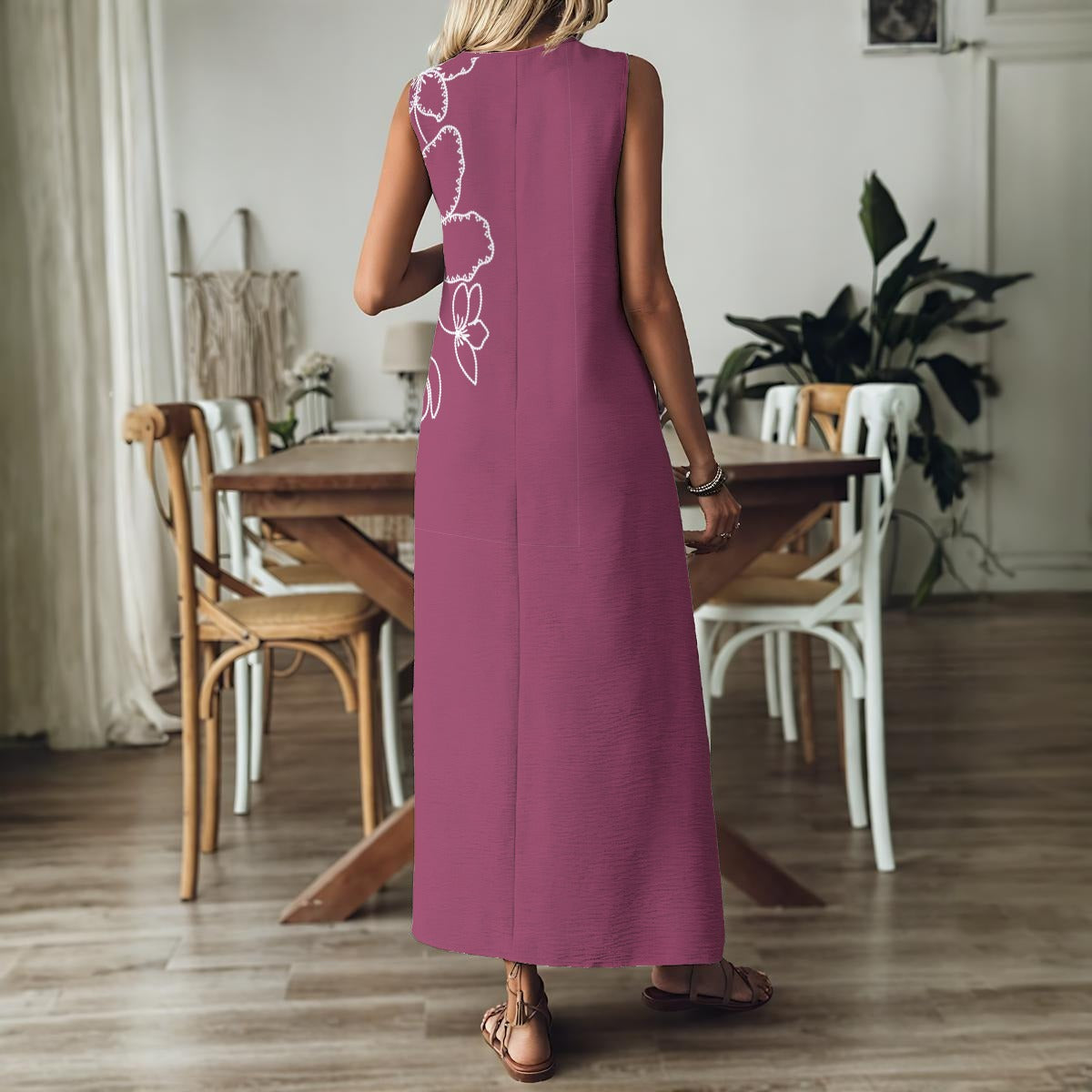 All-Over Print Women's V-Neck Long Dress