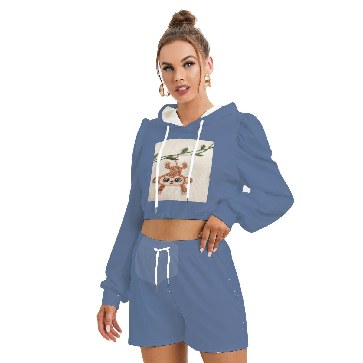 All-Over Print Women's Mirco Fleece Hoodie And Shorts Set