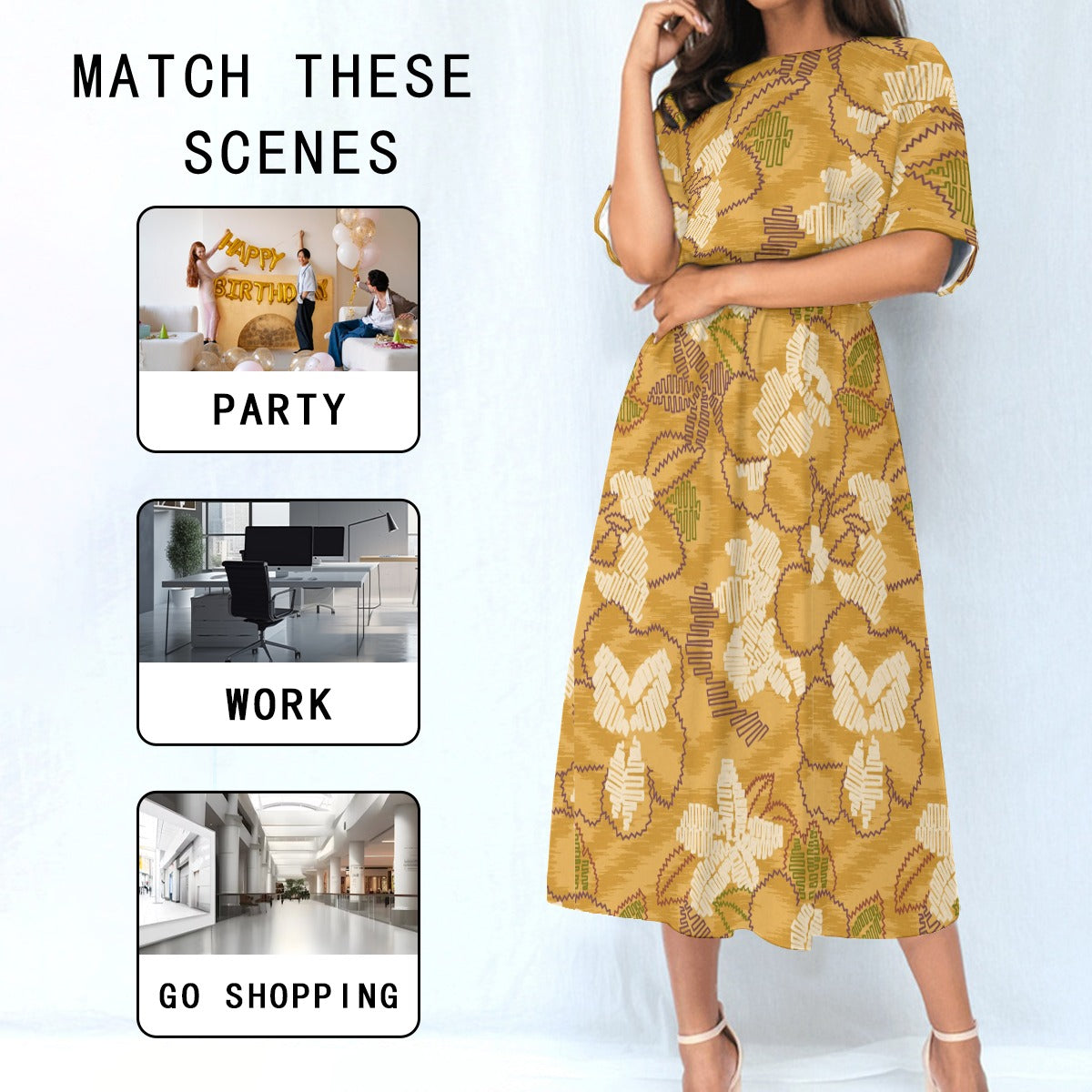 All-Over Print Women's Elastic Waist Dress