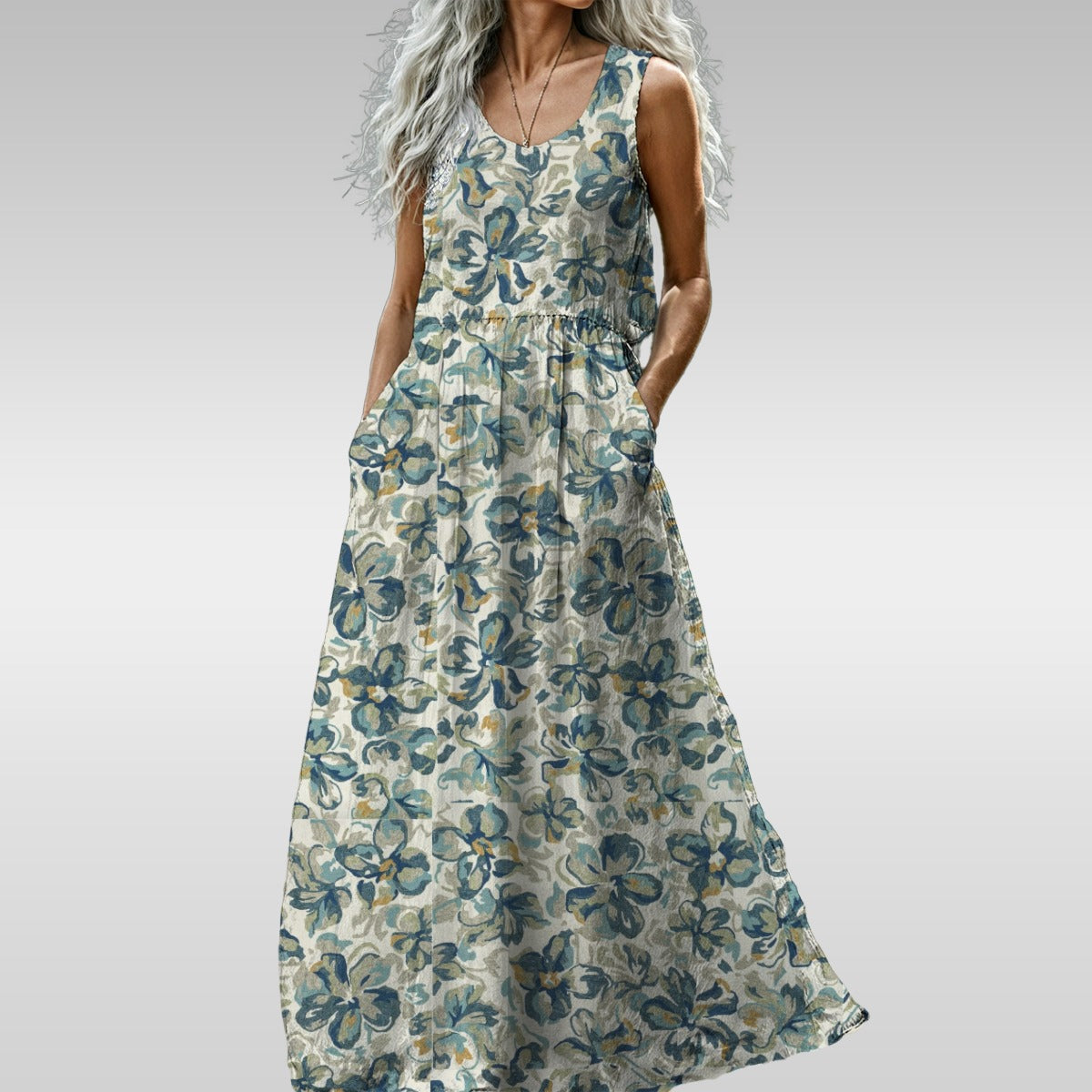 All-Over Print Women’s Sleeveless Maxi Dress