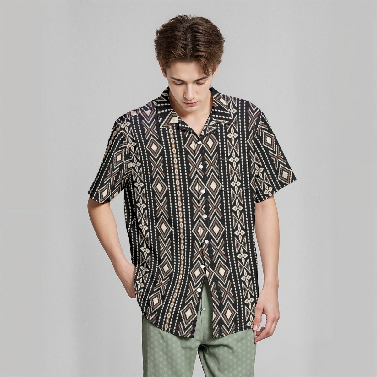 All-Over Print Hawaiian Shirt With Pocket|115GSM Cotton poplin