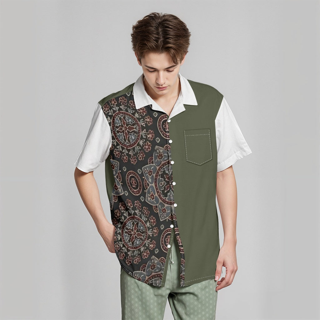 All-Over Print Hawaiian Shirt With Pocket|115GSM Cotton poplin