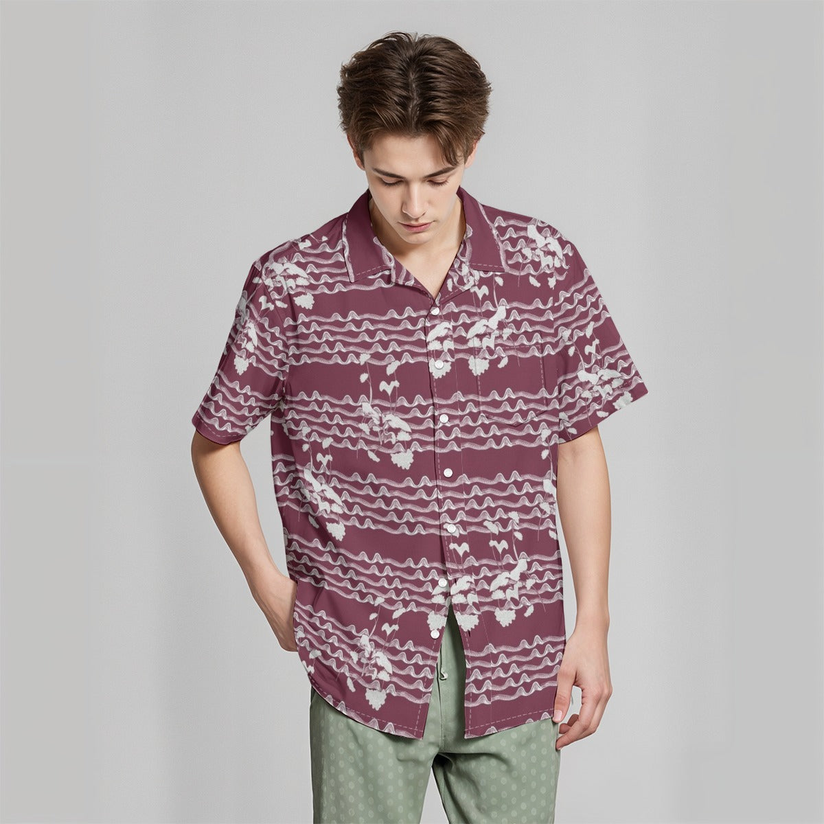 All-Over Print Hawaiian Shirt With Pocket|115GSM Cotton poplin